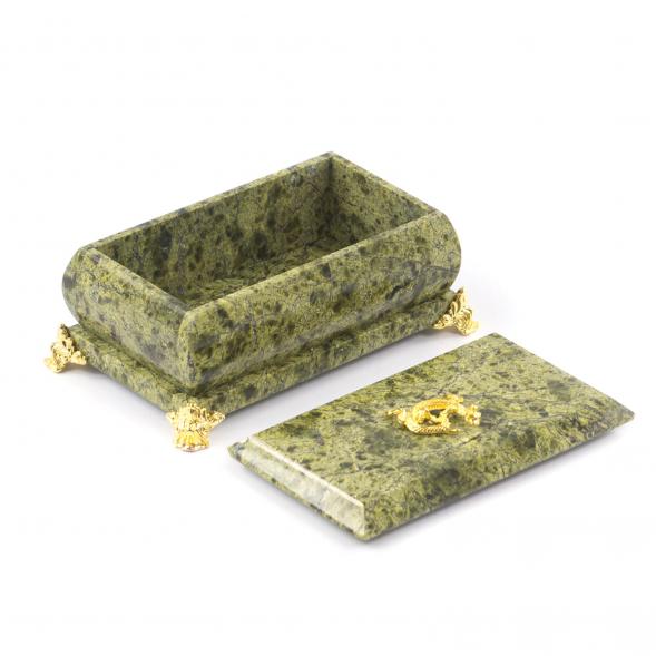 Шкатулка с ящерицей змеевик 13х8х5 см 112004