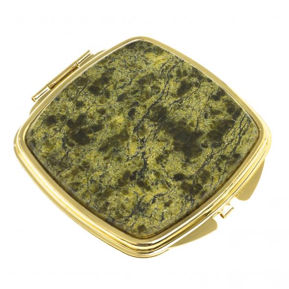 Зеркальце закругленное из змеевика цвет золото 124184