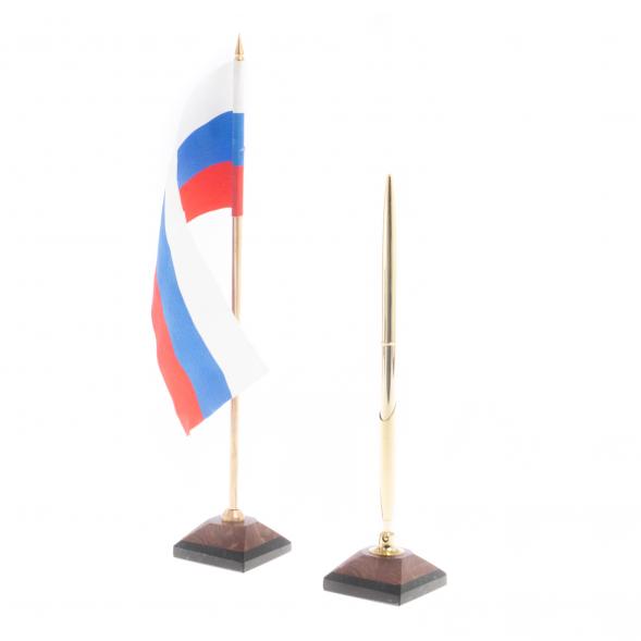 Письменный набор &amp;quot;Герб РФ&amp;quot; камень лемезит 124258