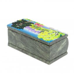 Шкатулка с росписью "Лето. Перекат" змеевик 15х7,5х6 см