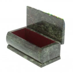 Шкатулка с росписью "Лето. Перекат" змеевик 15х7,5х6 см