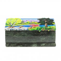 Шкатулка с росписью "Лето. Перекат" змеевик 15х7,5х6 см