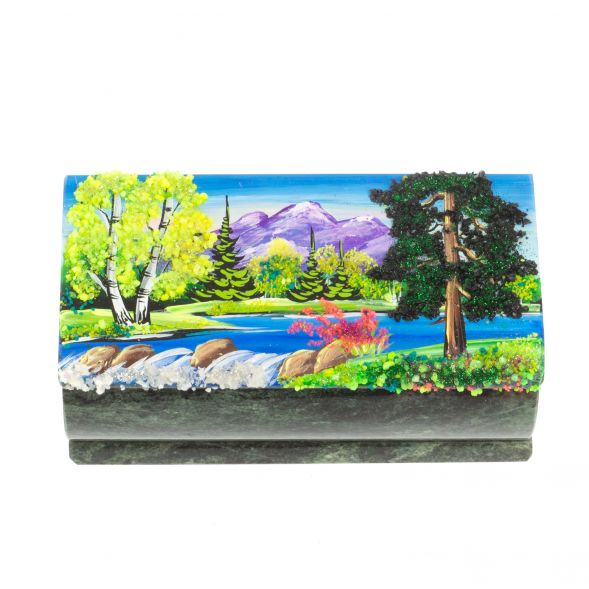 Шкатулка с росписью &amp;quot;Лето. Перекат&amp;quot; змеевик 15х7,5х6 см 127378