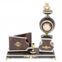 Письменный набор с визитницей &amp;quot;Георгий Победоносец&amp;quot; и змеевика и мрамора