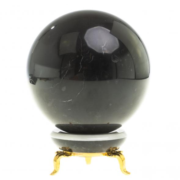 Шар из черного мрамора 9 см на подставке 124092