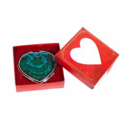 Зеркало карманное &amp;quot;Сердце&amp;quot; из малахита с хризоколлой цвет серебро