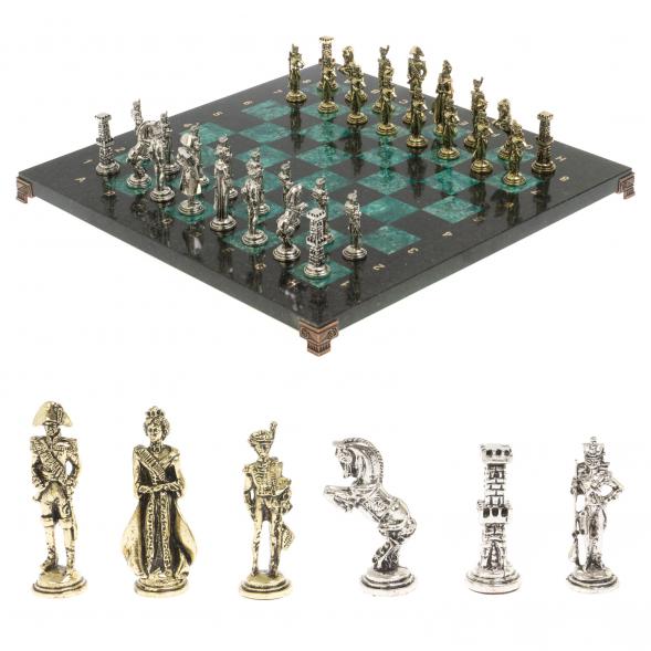 Шахматы &amp;quot;Отечественная война 1812 г.&amp;quot; доска 40х40 см шабровский змеевик 126825