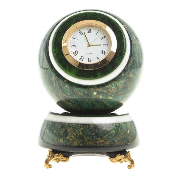 Часы Шар Антисресс из змеевика 8,5х8,5х12,5 см 117902