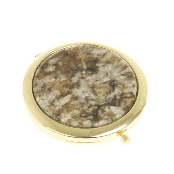 Зеркало карманное круглое из камня жельбертит цвет золото 127776