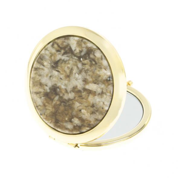 Зеркало карманное круглое из камня жельбертит цвет золото 127776