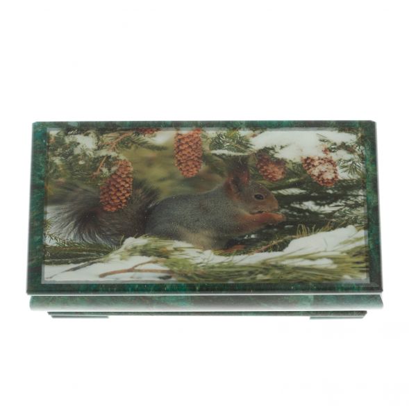 Шкатулка &amp;quot;Белка&amp;quot; из змеевика 16х8х7,5 см 128847