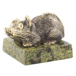 Статуэтка "Крыса пучеглазая" из бронзы и змеевика