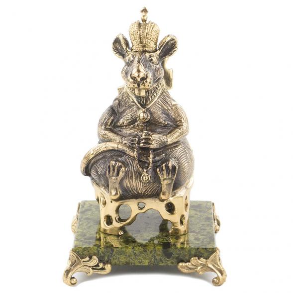Сувенир &amp;quot;Крыса-король&amp;quot; змеевик бронза 120294