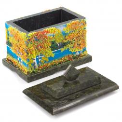Шкатулка с рисунком из каменной крошки "Осень" 10,5х7х10 см