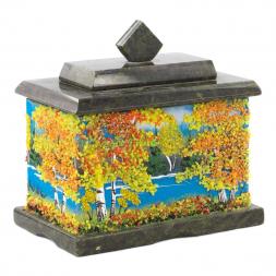 Шкатулка с рисунком из каменной крошки "Осень" 10,5х7х10 см