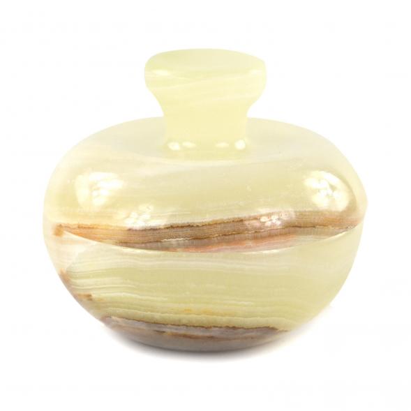 Каменная шкатулка из оникса &amp;quot;Яблоко&amp;quot; зелено-коричневая 6,5х6,5х5,5 см (3) 121671