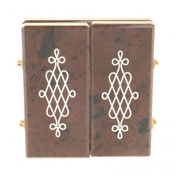 Икона складная триптих &amp;quot;Семистрельная БМ, Св. Николай, Св. Серафим&amp;quot; камень обсидиан 122991