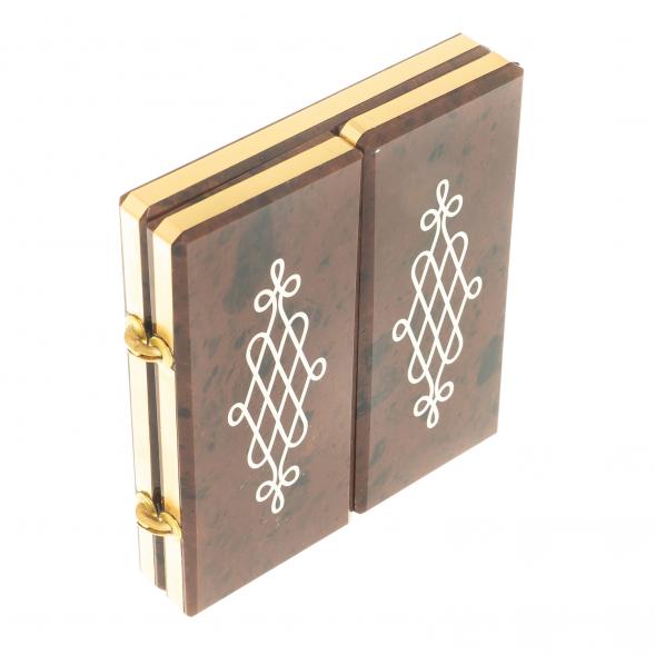 Икона складная триптих &amp;quot;Семистрельная БМ, Св. Николай, Св. Серафим&amp;quot; камень обсидиан 122991