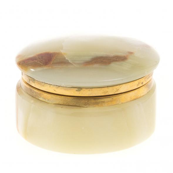 Шкатулка &amp;quot;Круглая&amp;quot; из оникса зелено-коричневая 7,6х5 см (3) 124643