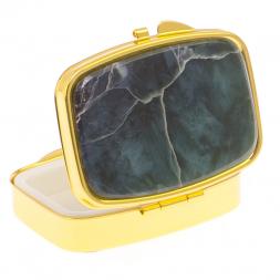 Таблетница на 2 отделения камень офит цвет золото