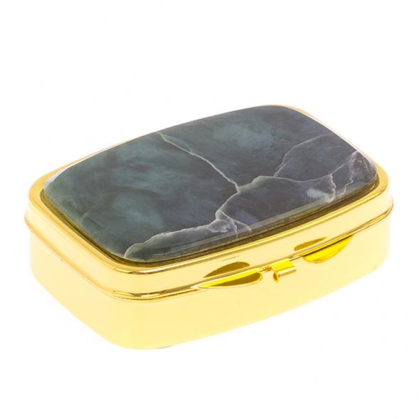 Таблетница на 2 отделения камень офит цвет золото 125544