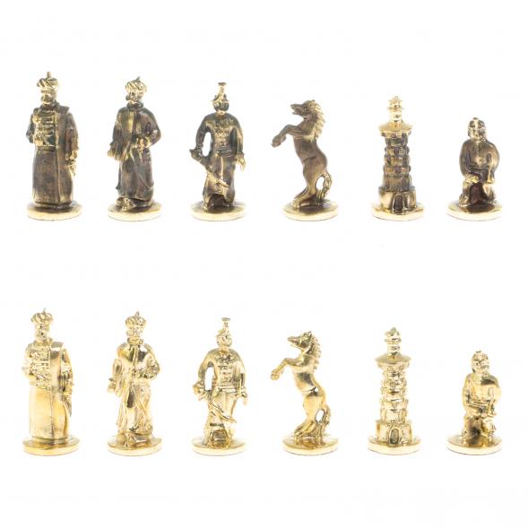 Шахматы &amp;quot;Турецкие&amp;quot; из бронзы змеевика и мрамора 32х32 см 128079