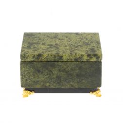 Шкатулка из светлого и темного змеевика 10х6,5х6 см