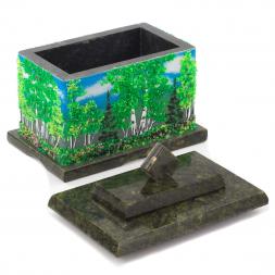 Шкатулка с рисунком из каменной крошки "Лето" 10,5х7х10 см