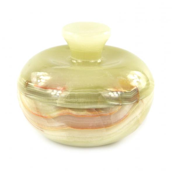 Шкатулка из натурального оникса &amp;quot;Яблоко&amp;quot; зелено-коричневая 7,7х7,7х6,2 см 121672