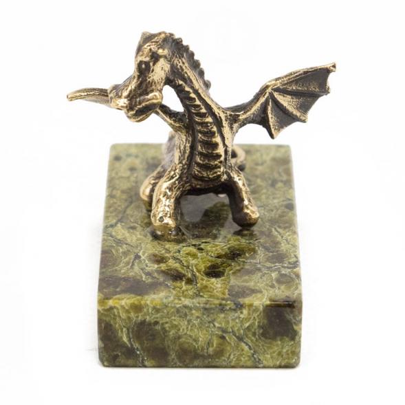 Фигурка из бронзы &amp;quot;Дракончик&amp;quot; на подставке из змеевика 116485