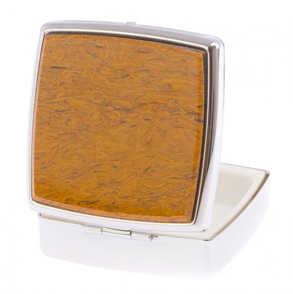 Таблетница на 2 отсека камень змеиная яшма цвет серебро 125931