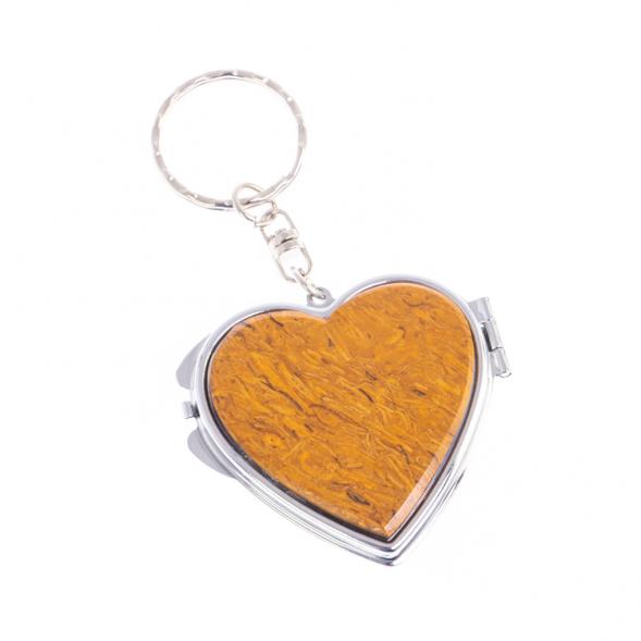 Складное зеркало брелок из змеиной яшмы Сердце 126677