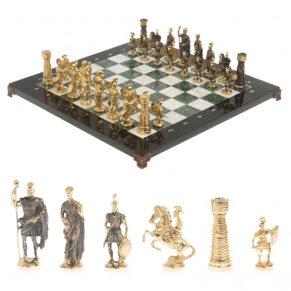 Настольные шахматы &amp;quot;Римские&amp;quot; бронза мрамор шабровский змеевик 40х40 см 126827