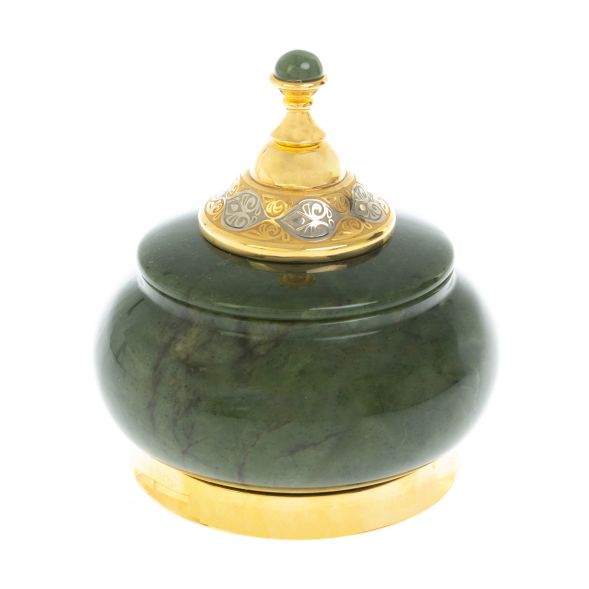 Сахарница / солонка из нефрита Златоуст 200 мл 9,5х9,5х10,5 см 128621