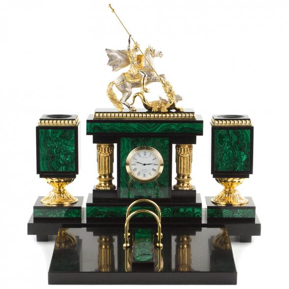 Настольный набор &amp;quot;Георгий Победоносец&amp;quot; малахит 120571