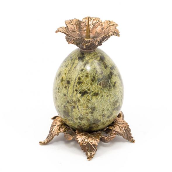 Подсвечник на яйце из змеевика и бронзы 116484