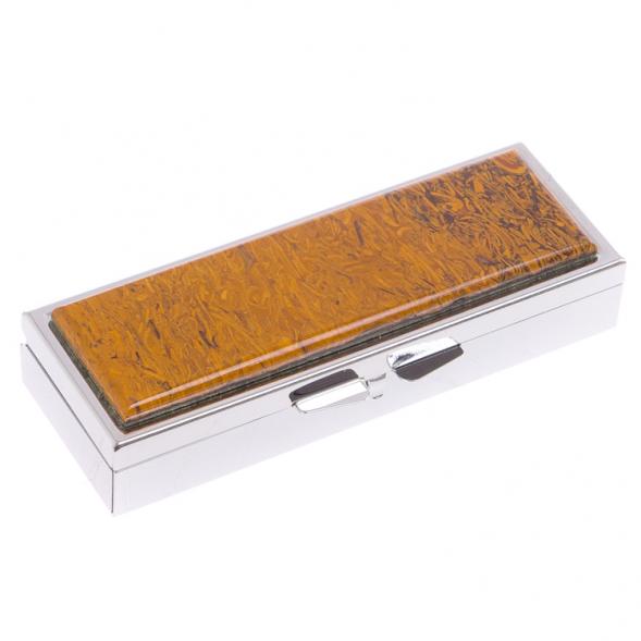 Таблетница на 3 отделения камень змеиная яшма цвет серебро 125932