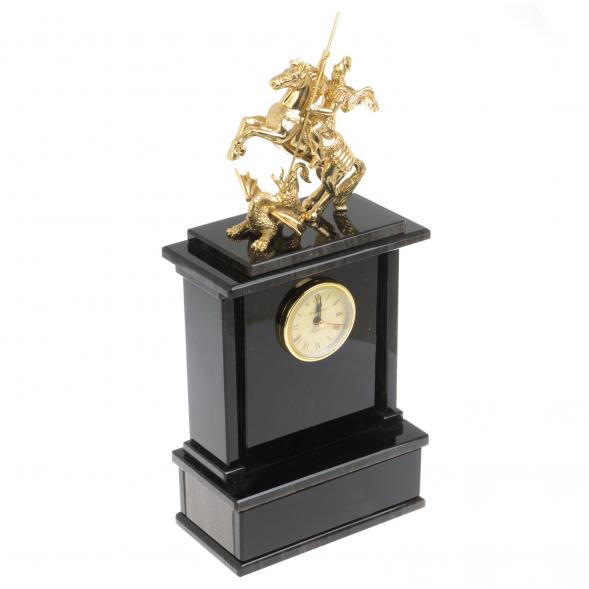 Настольные часы &amp;quot;Георгий Побеносец&amp;quot;из черного обсидиана 127061