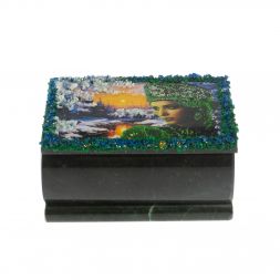 Шкатулка &amp;quot;Хозяйка медной горы. Зима&amp;quot; змеевик 10х6,5х6 см