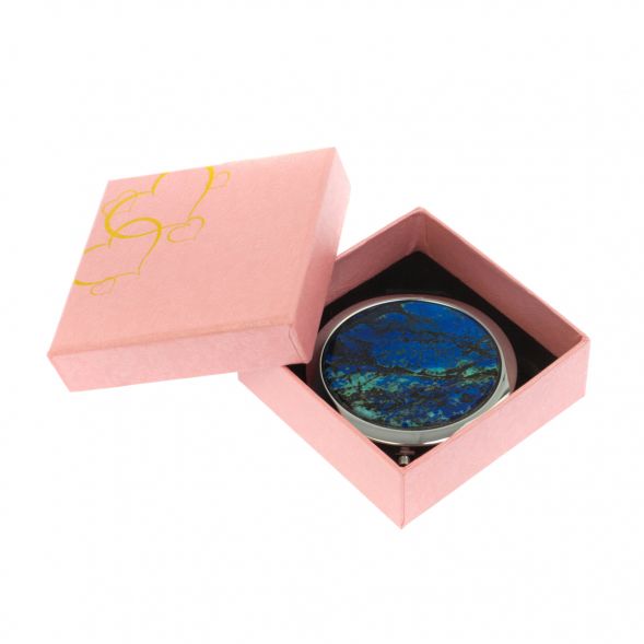 Зеркало круглое из камня азурит цвет серебро 129069