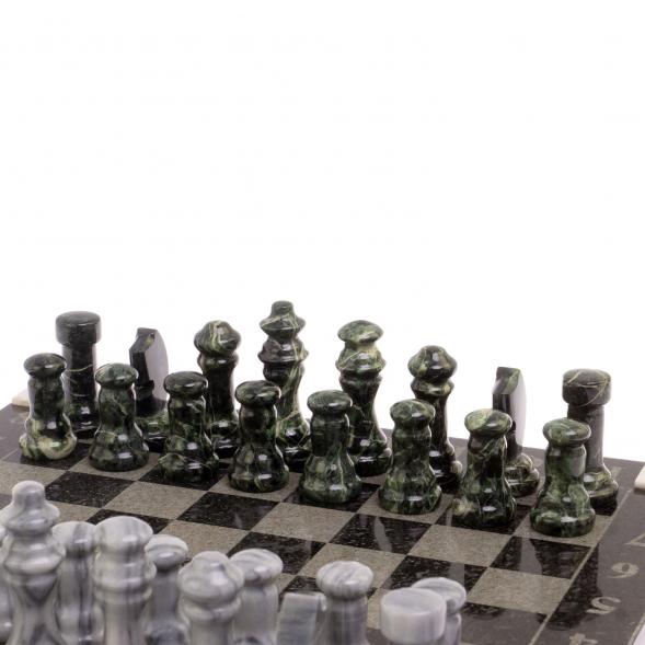 Шахматы с гравировкой &amp;quot;Турнирные&amp;quot; доска 36х36 змеевик серый мрамор 126141