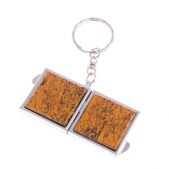 Складное зеркало брелок из змеиной яшмы квадратное 126679