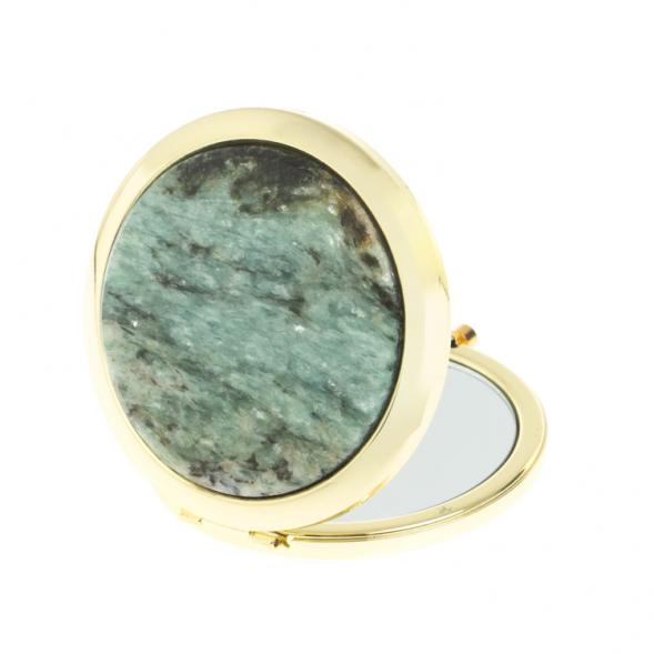 Зеркало карманное круглое из камня парагонит цвет золото 127778