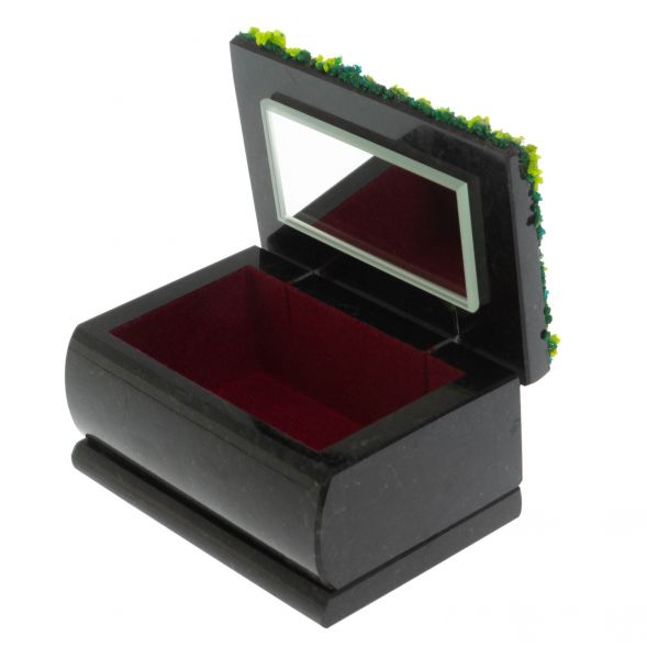 Шкатулка с иллюстрацией под малахит &amp;quot;Ящерица и самоцветы&amp;quot; змеевик 10х6,5х6 см 128776