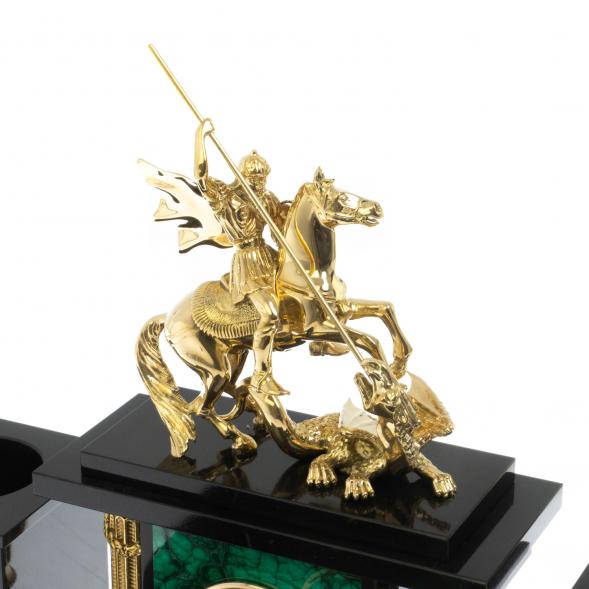 Настольный набор &amp;quot;Георгий Победоносец&amp;quot; камень малахит 129774