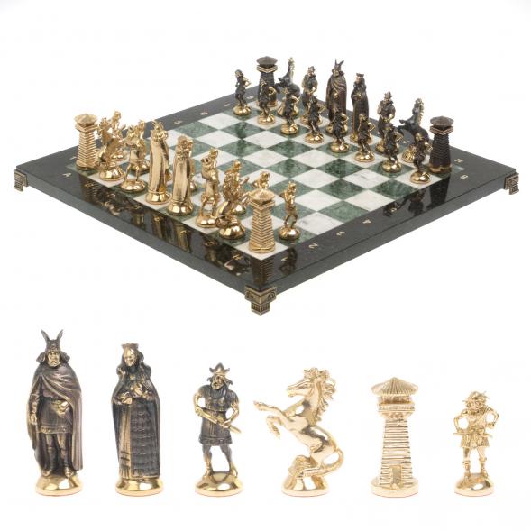 Шахматы из бронзы &amp;quot;Викинги&amp;quot; мрамор змеевик 126906