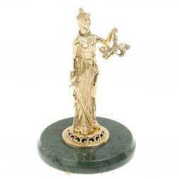 Бронзовая статуэтка "Фемида" на подставке из нефрита 10х10х15 см