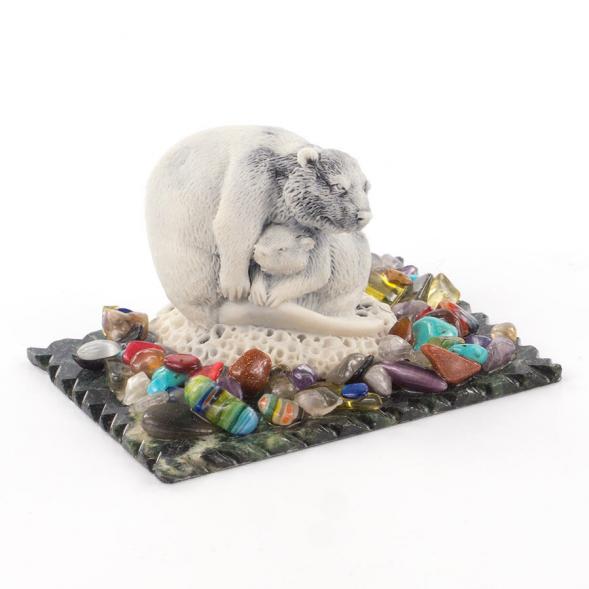 Сувенир &amp;quot;Бобер с бобренком&amp;quot; из мрамолита 119465