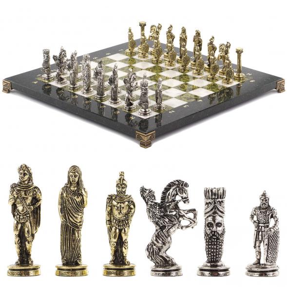 Шахматы декоративные &amp;quot;Александр Македонский&amp;quot; доска 36х36 см мрамор змеевик 120736