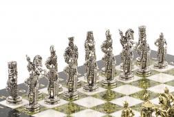 Шахматы декоративные "Александр Македонский" доска 36х36 см мрамор змеевик